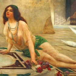 British Harem girl at a fountain